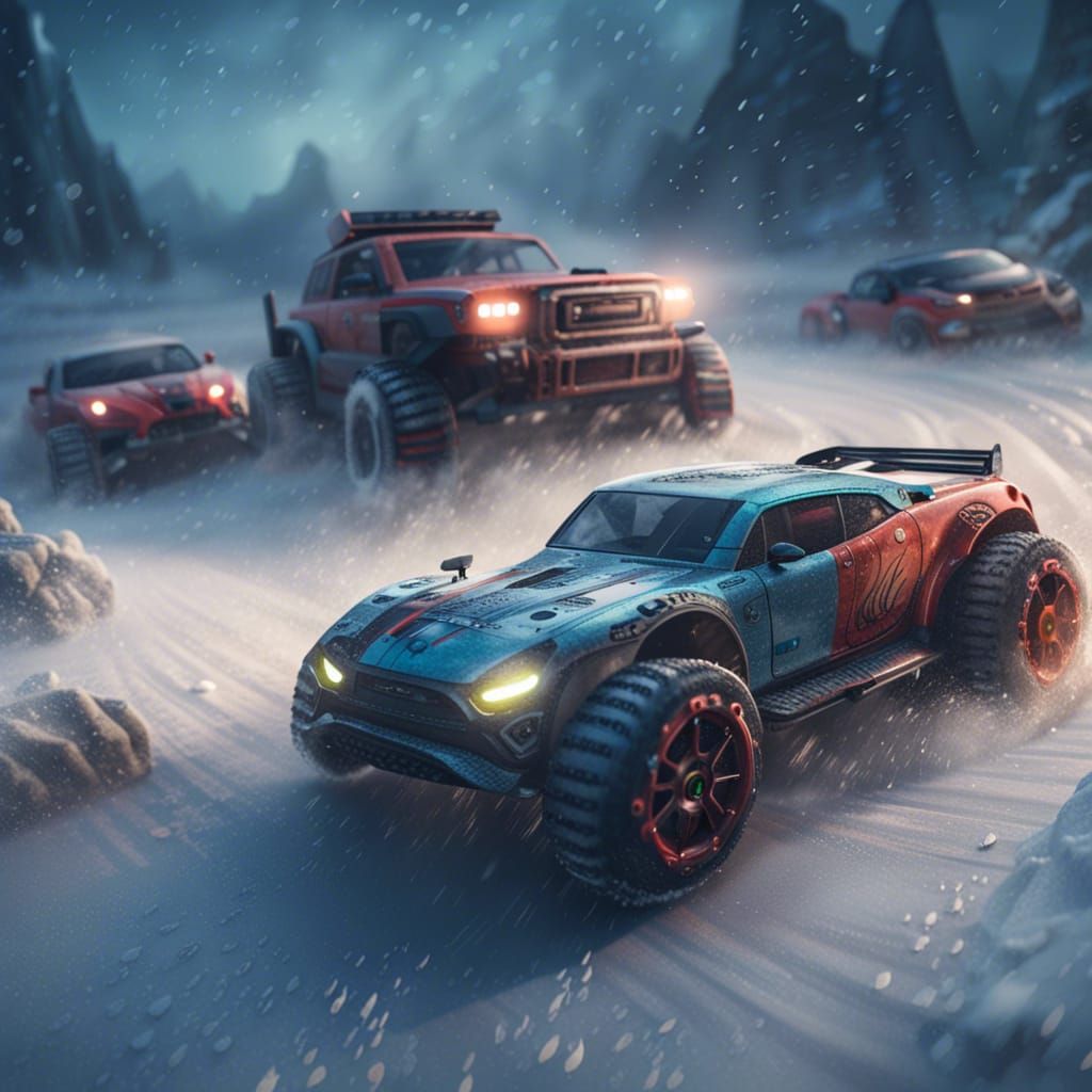 RC Cars Race in Blizzard: Digital Matte Painting