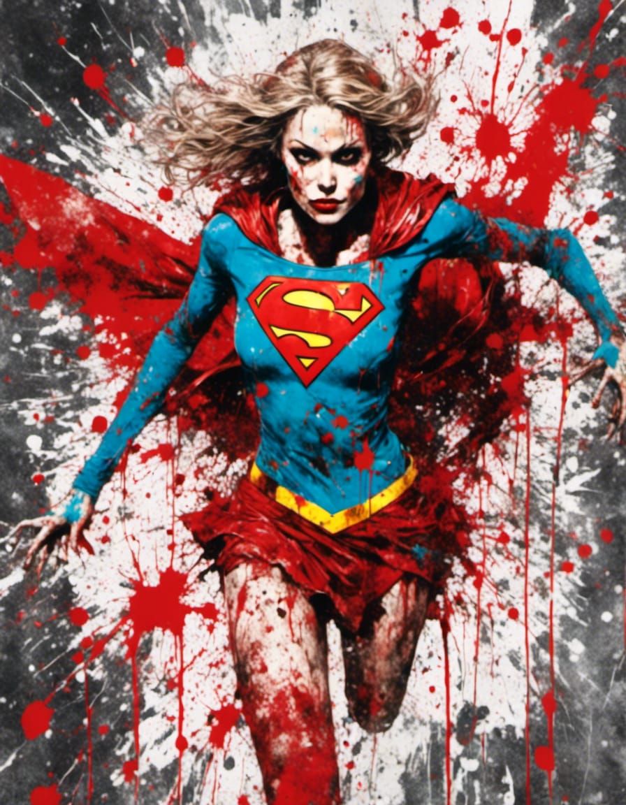 Supergirl in Splatter Graffiti Style