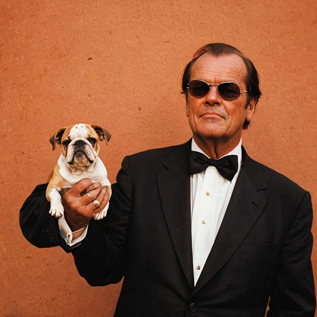 Bulldog Resembling Jack Nicholson: An AI Portrait