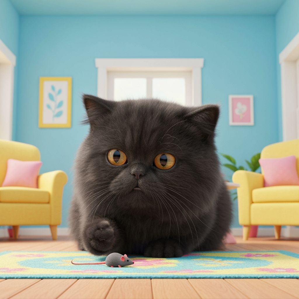 Cat's Flour Mishap: Pastel Cartoon Explosion