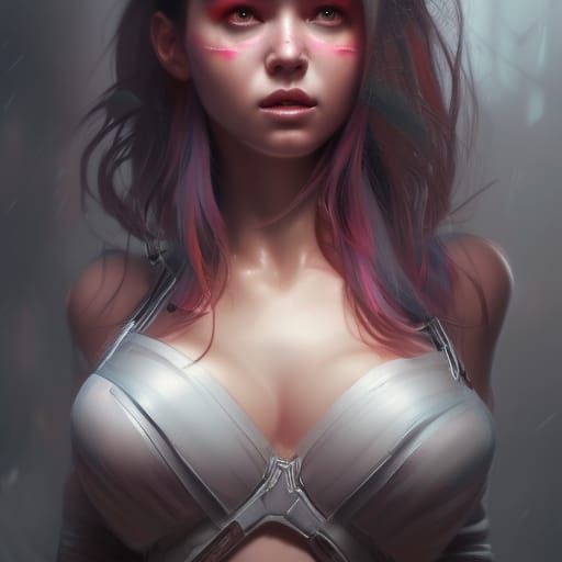 Cyberpunk Woman Portrait in Style of Artgerm, Rutkowski