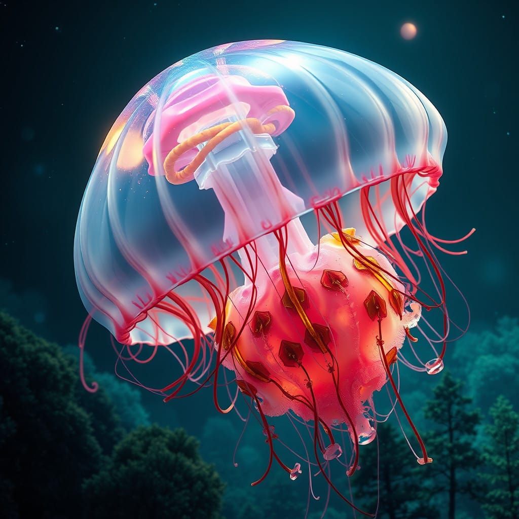 Celestial Jellyfish in a Fantastical Holographic Realm