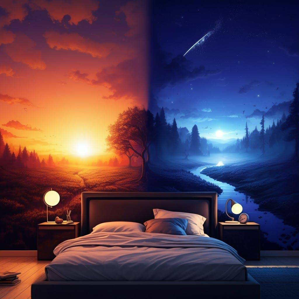 Bedroom Murals: Sunrise to Night in Digital Art