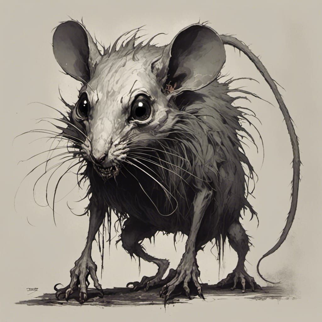 Three-Legged Mouse Monster in Dark Fantasy Sketch