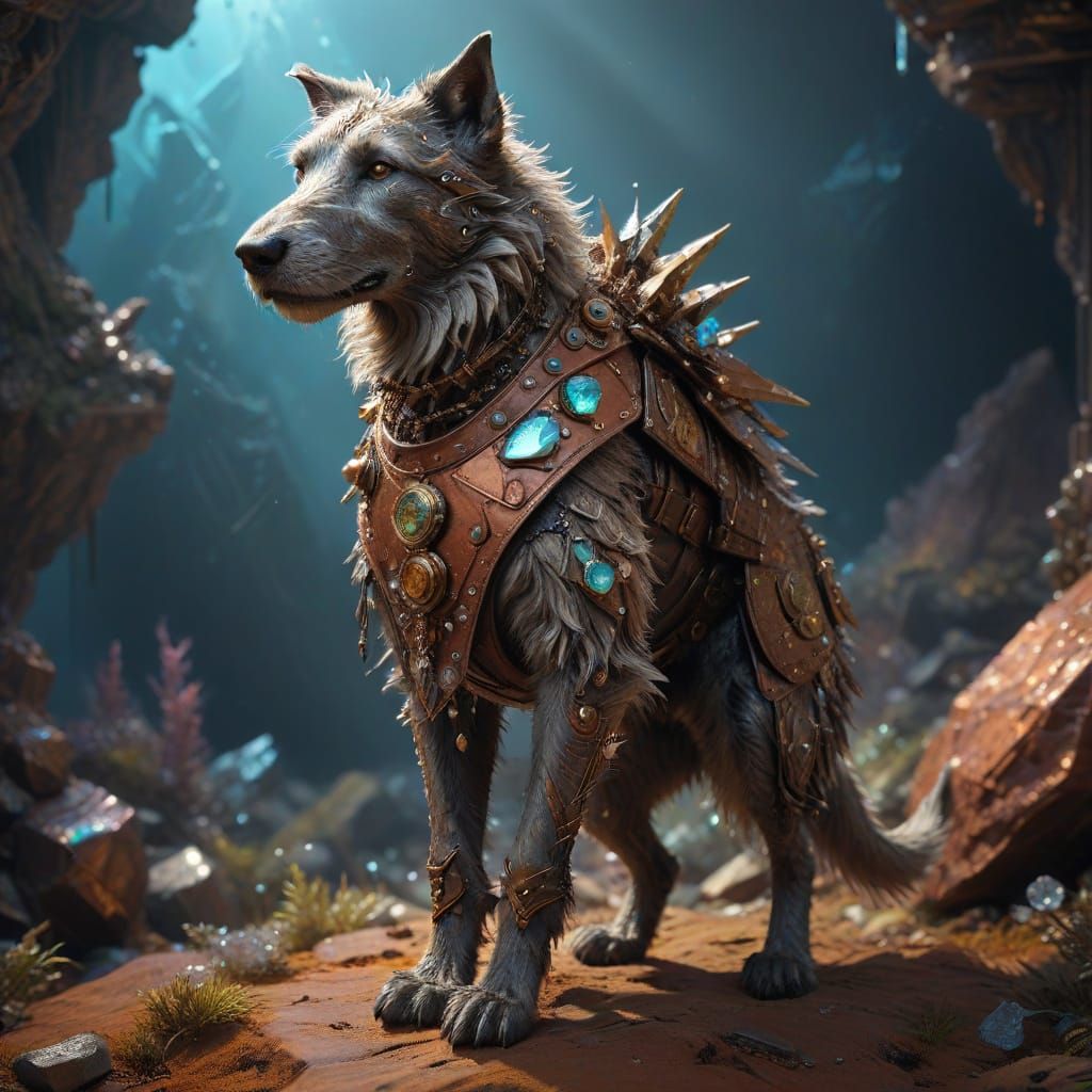 Majestic Wolfhound Hybrid with Intricately Stitched Leather ...