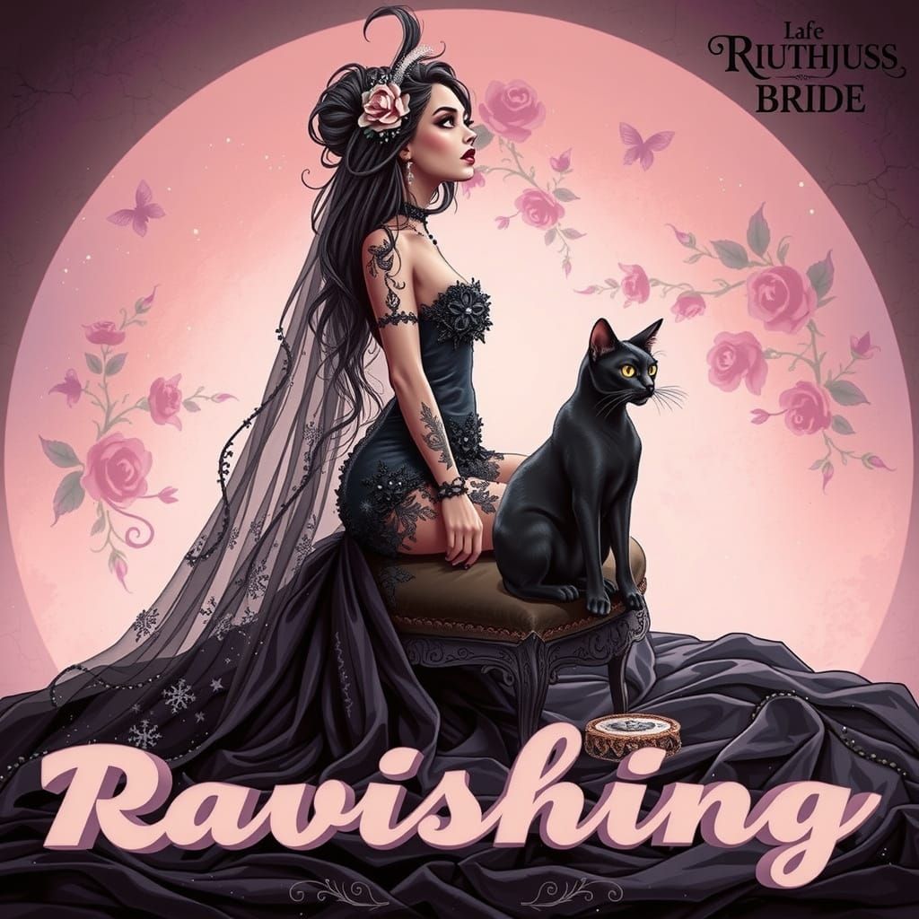 Gothic Bride with Stone Carved Text in Fantasy Style