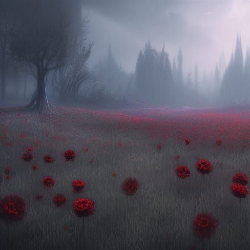 Dark Fantasy Dead Flower Meadow in 8K