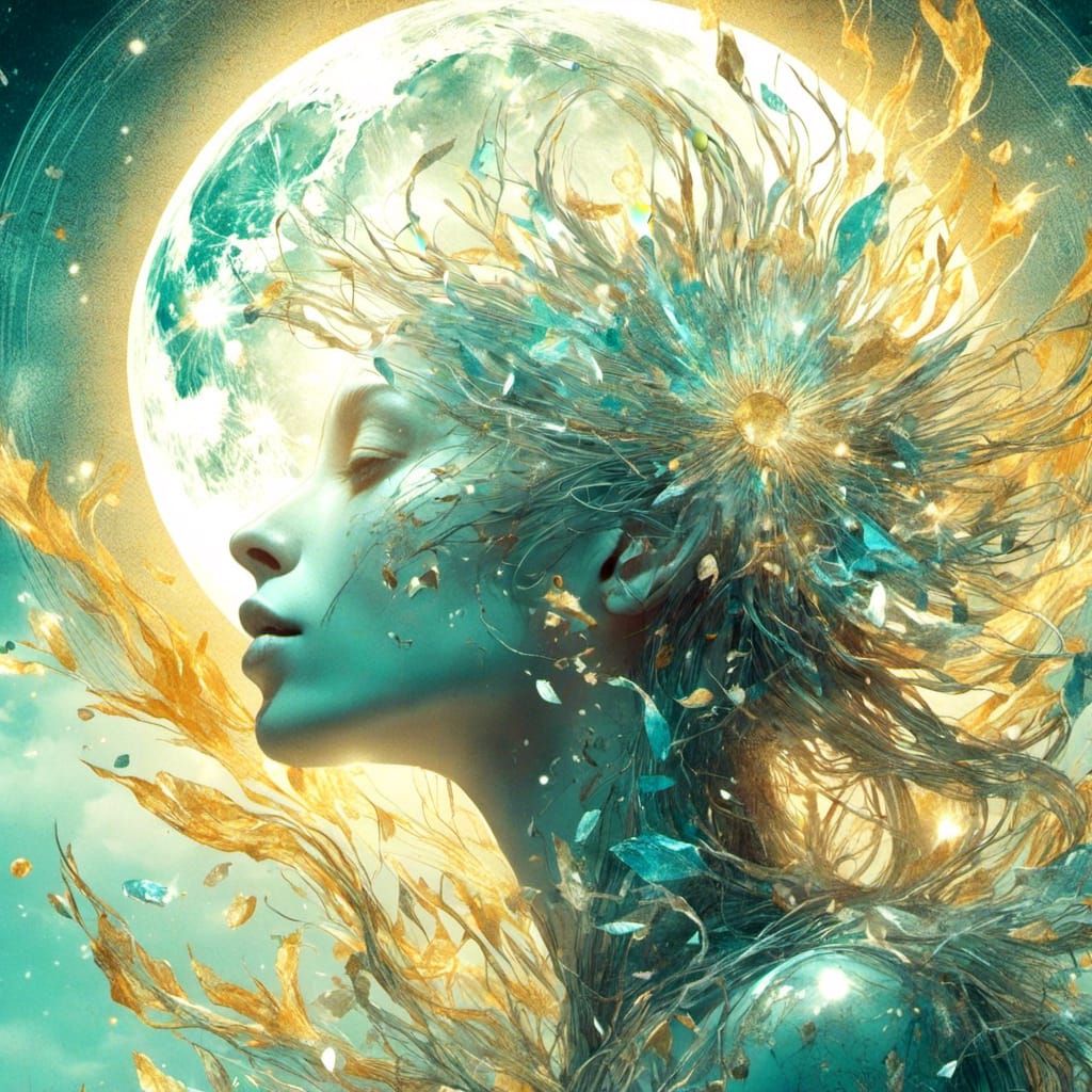 Surreal Crystal Woman Glittering in Sunlight