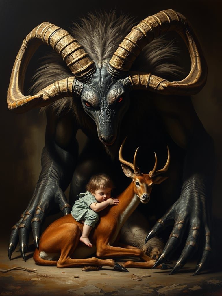 Guardian of the Forest: Old Master Oil Painting