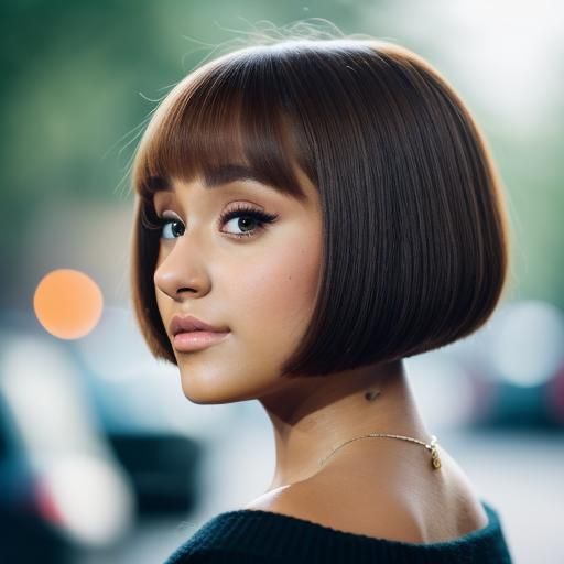 Ariana Grande Portrait with Bob Haircut