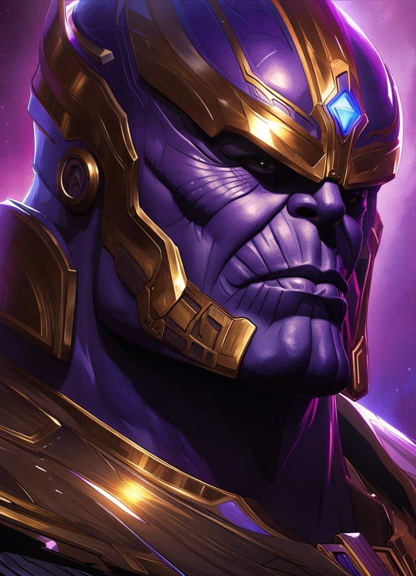Hyperdetailed Portrait of Thanos in Volumetric Lighting