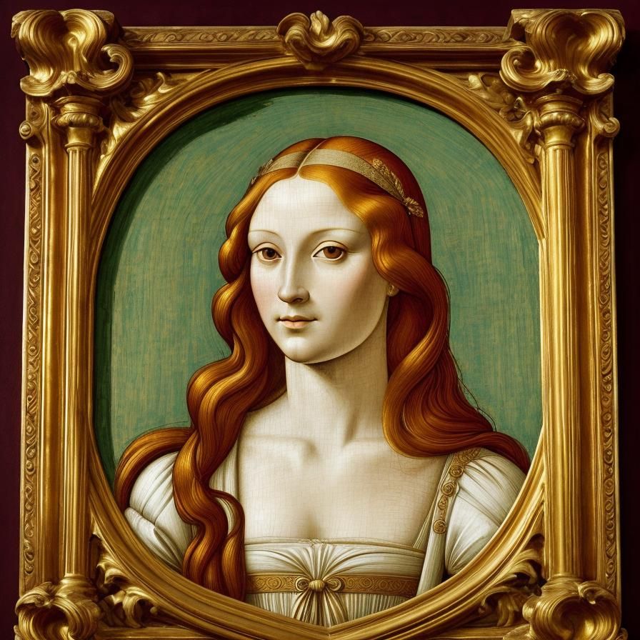 Renaissance Portrait of a Girl in Red Gown