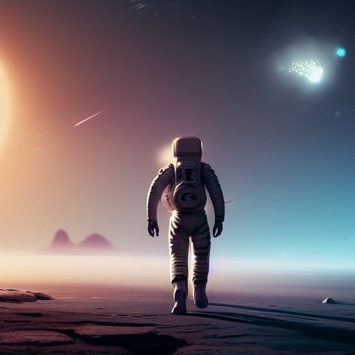 Astronaut on Desolate Alien World: Digital Art