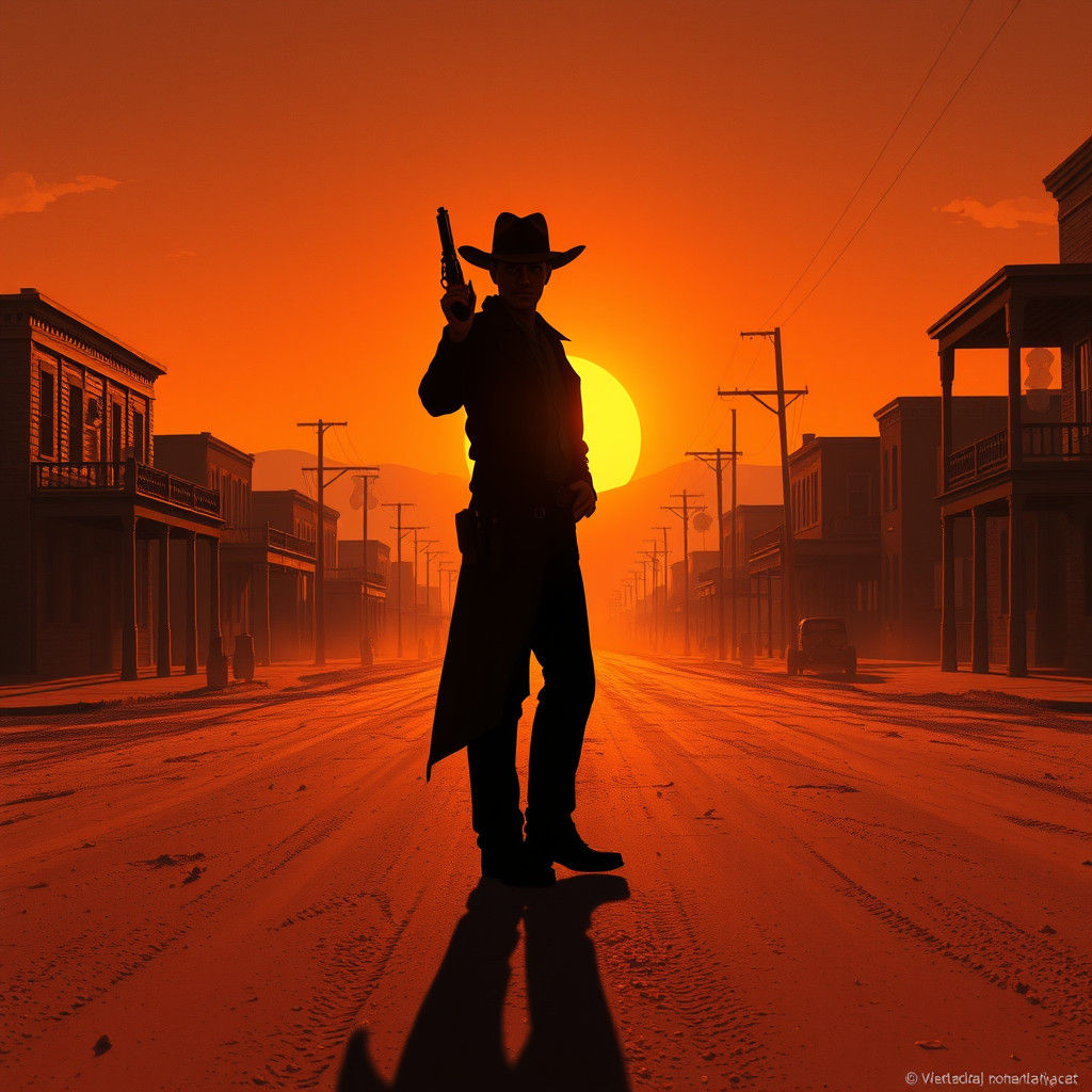 Wild West Sunset, Lone Ranger Silhouette