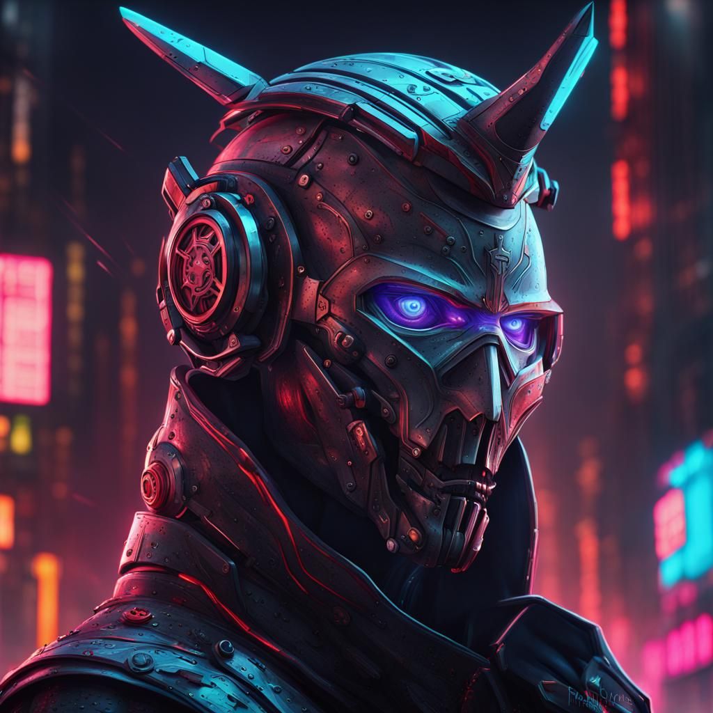 Neon Cyberpunk Templar Warrior in Anime Style