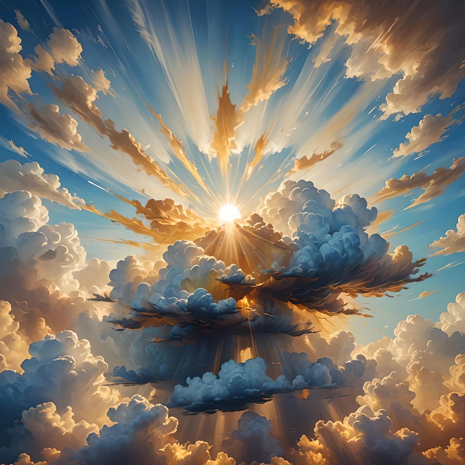 Golden Scale Floating in Sunlit Clouds