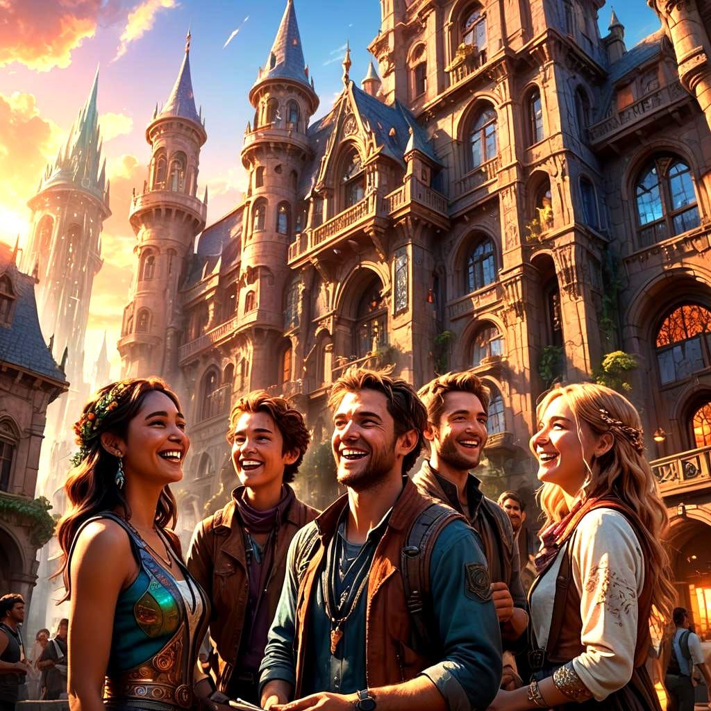 Cunning Friends Laughing: Detailed Fantasy Art