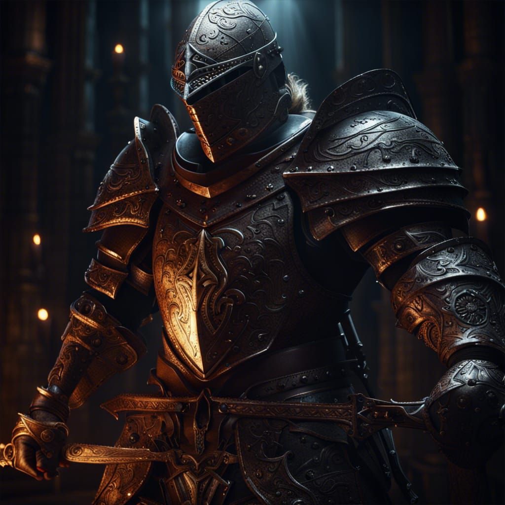 Medieval Knight: Warrior of Light in Dark Fantasy Style