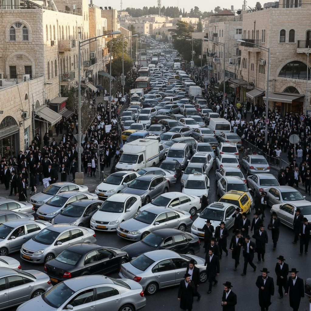 Extreme Traffic Chaos in Jerusalem Intersection