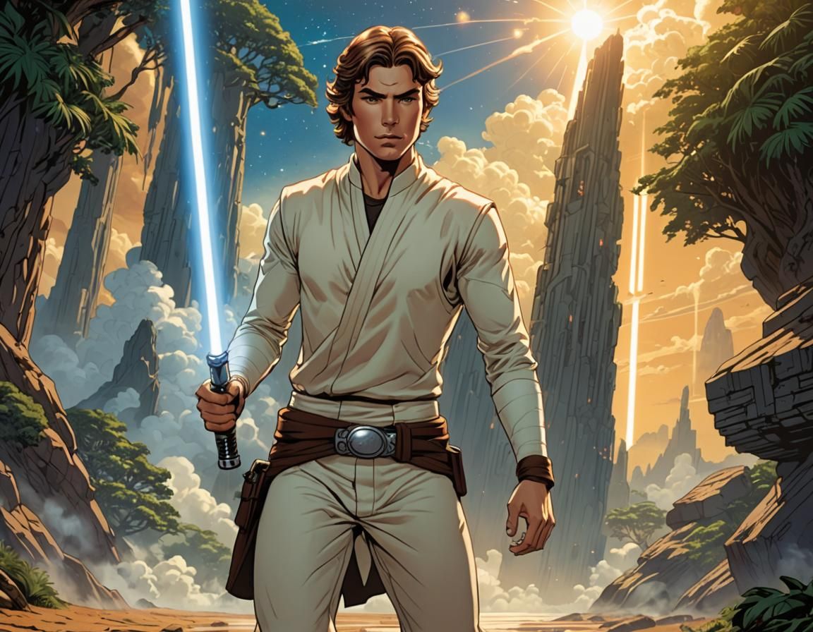 Young Jedi in Cel-Shaded Comic Book Art