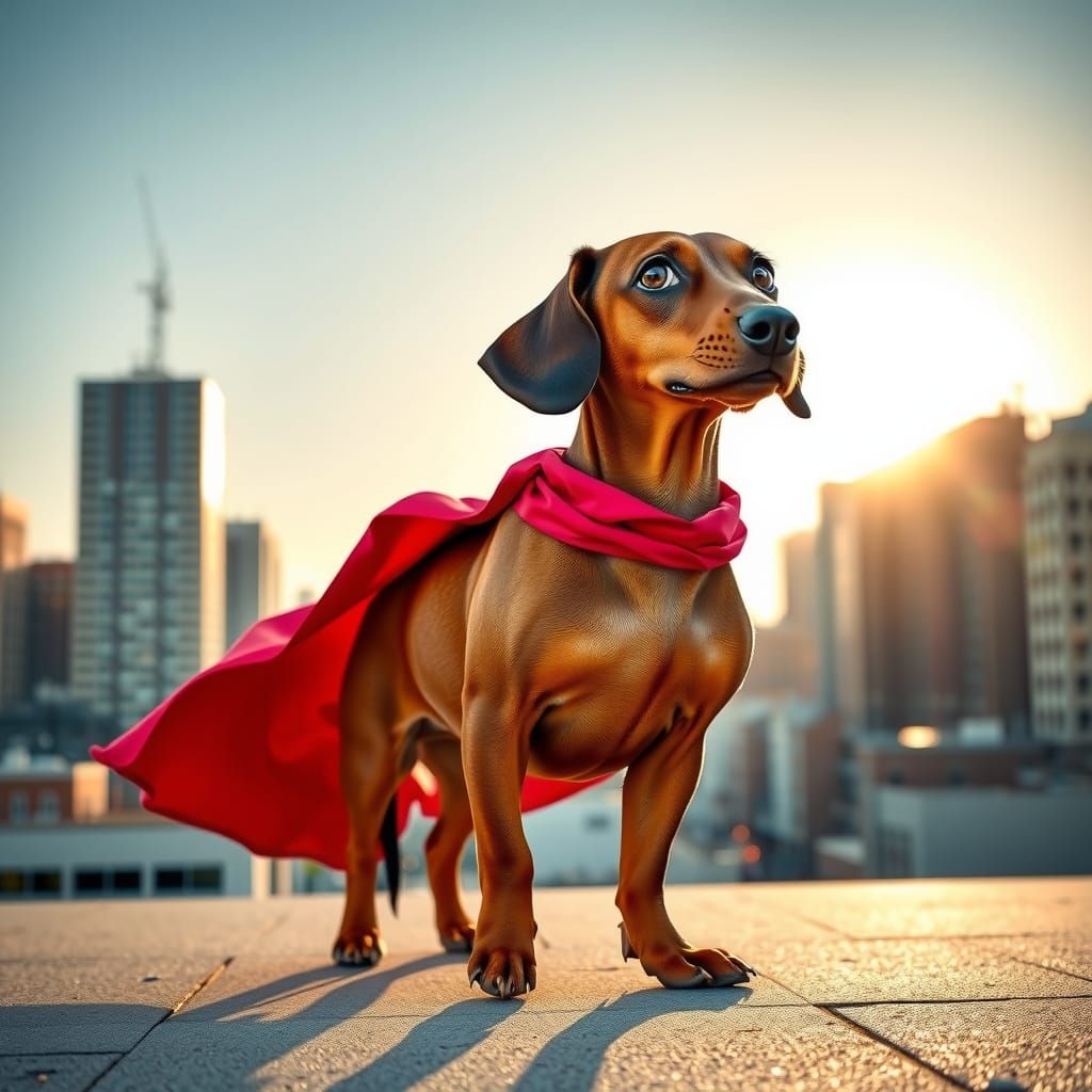Heroic Red Dachshund Protects City at Dawn