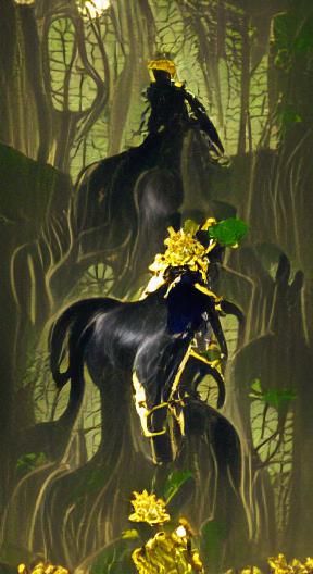 Crowned Rider Silhouette in Ominous Forest