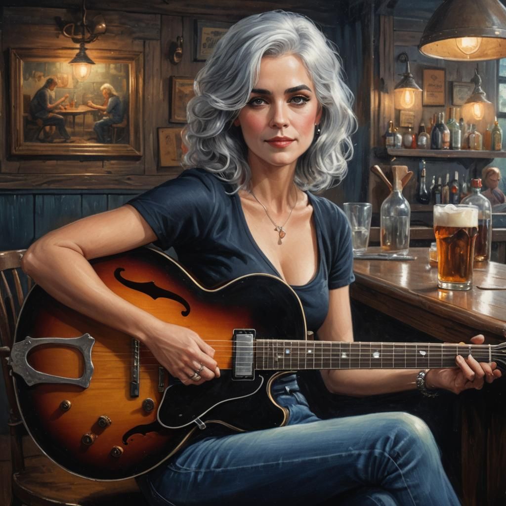 Emmy Lou Harris in Tavern: Storybook Illustration