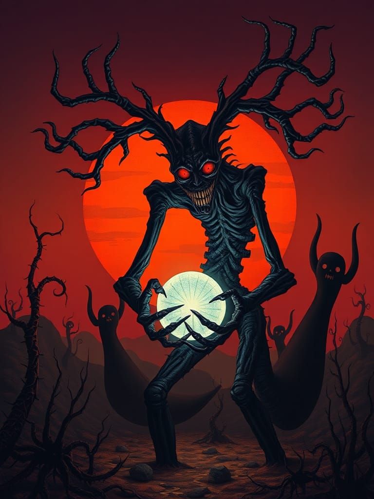 Ethereal Horror Figure Embracing Biomechanical Darkness