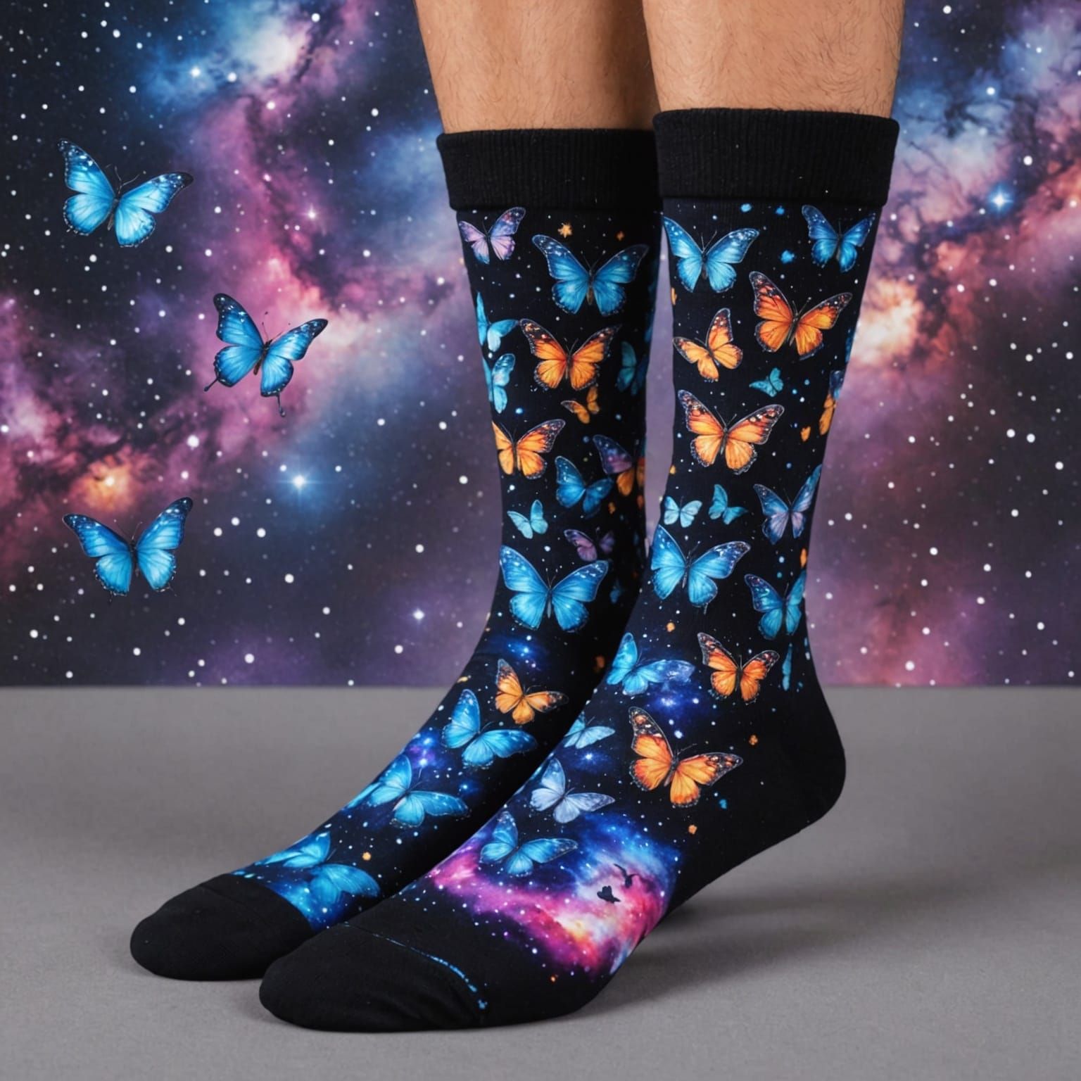 Galaxy Butterflies on Socks: A Cosmic Fashion Statement