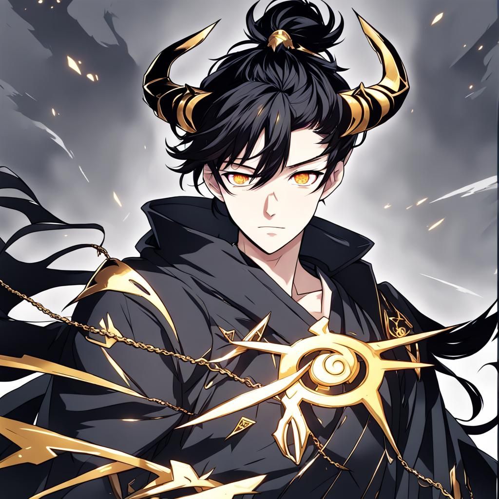 Anime Style Godly Boy with Horns