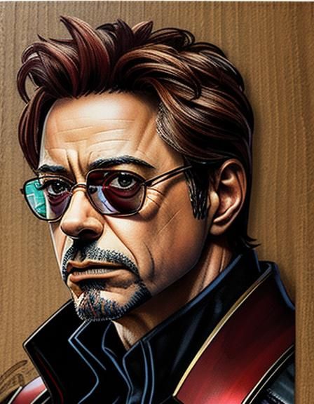 Robert Downey Jr. as Detailed Wood Carving