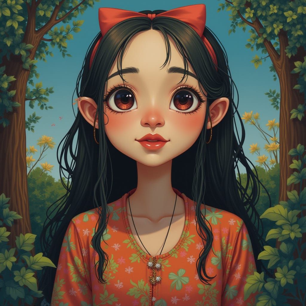 Surrealist Victorian Gothic Elf Figure in Whimsical Pose wit...