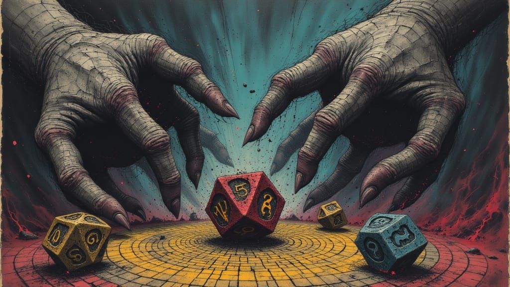 Mutated Hands Roll Screaming Dice on Fantasy Board