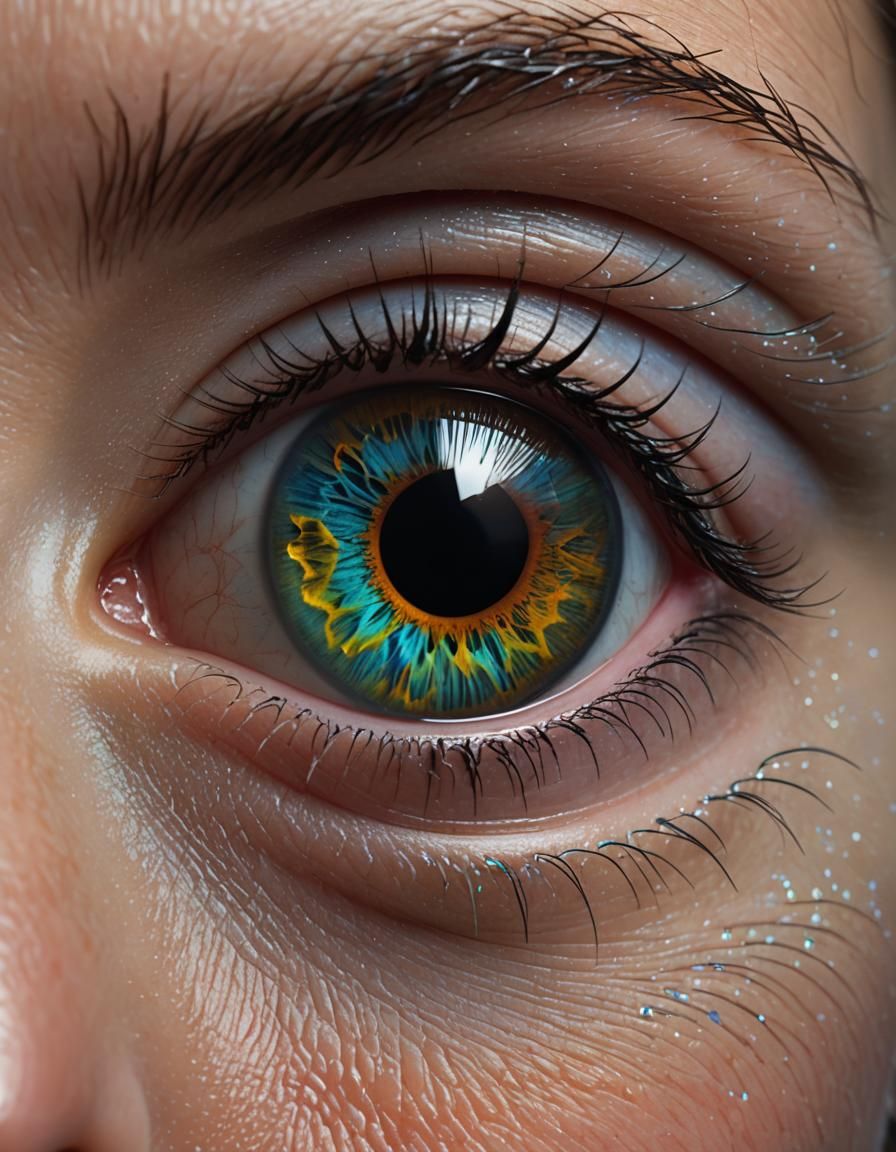 Iridescent Eye in Lifelike CGI Diorama