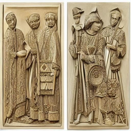 Stately Figure in Carved Wood, Evoking Historical Styles