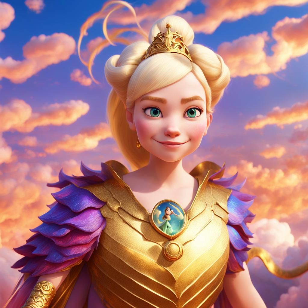 Princess on Dragon: Vibrant 3D Digital Art