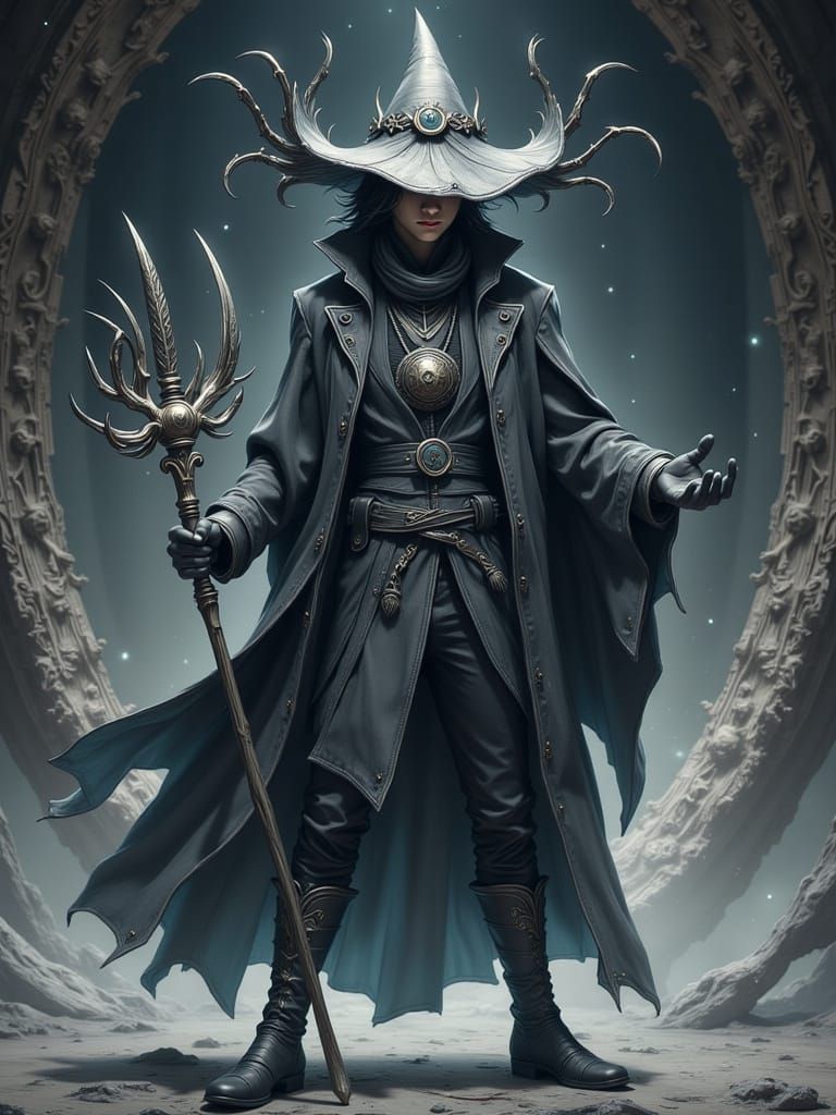 Ethereal Young Cultivator in Dark, Mystical Realms