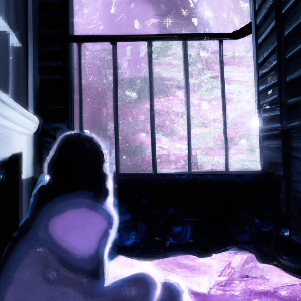 Ethereal Neon: Girl on Apartment Porch in Washington