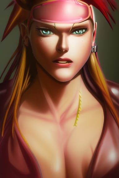 Redhead Wrestler Poses as 90s Video Game Character