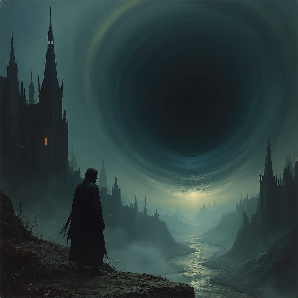 Dark Realm Consumed by Swirling Black Hole