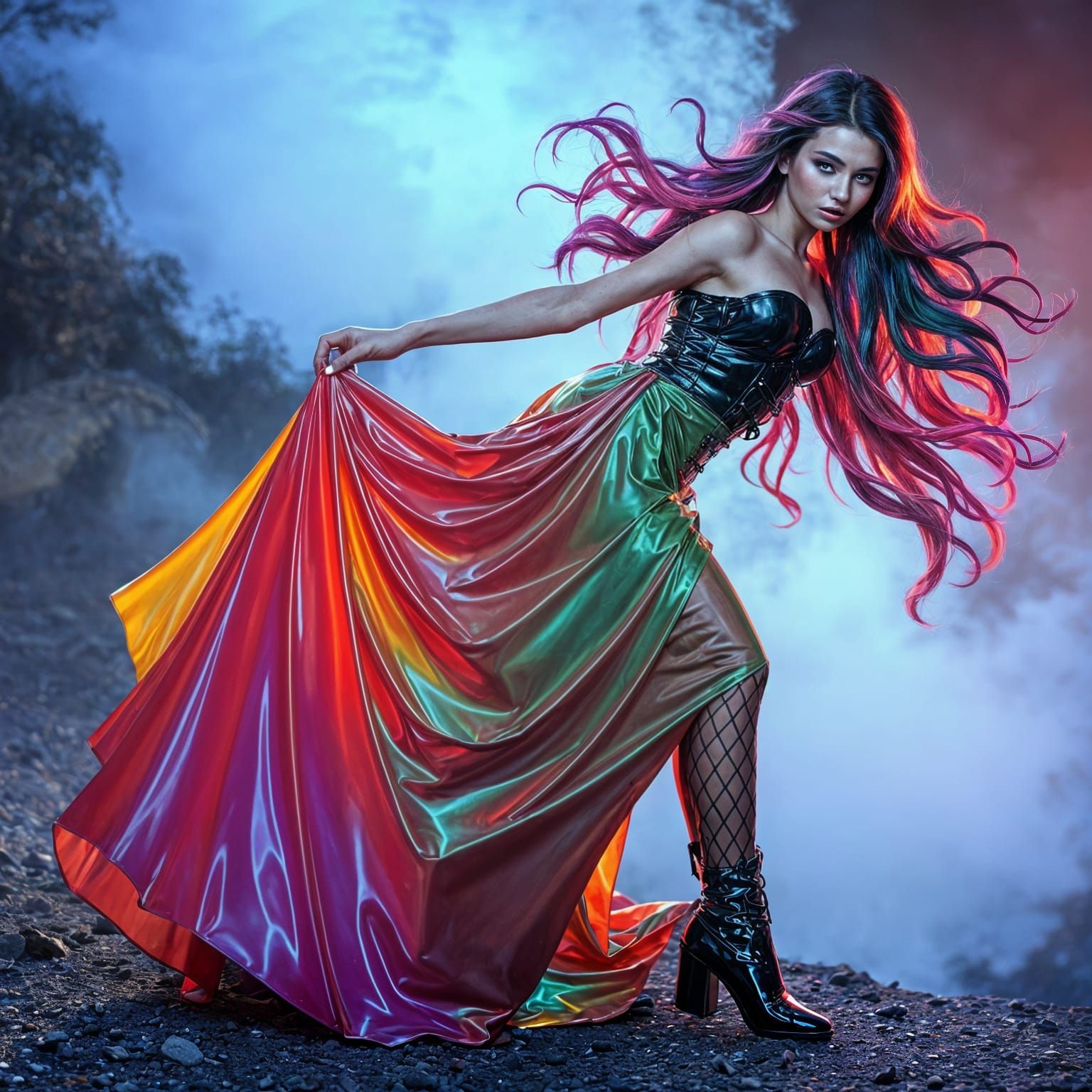 Ethereal Goddess in Hyperrealistic Latex Attire