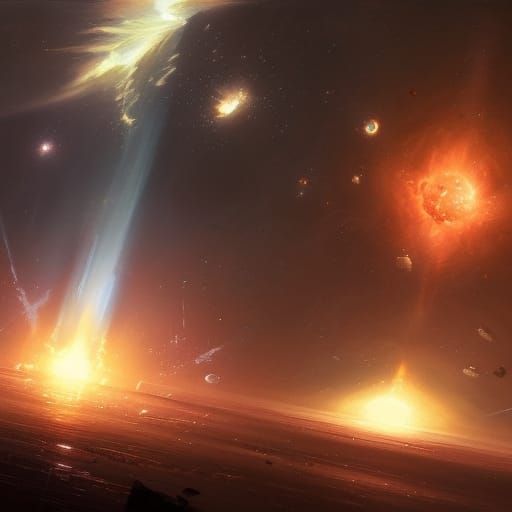 Supernova Explosion: Dark Fantasy Art in Purple and Yellow