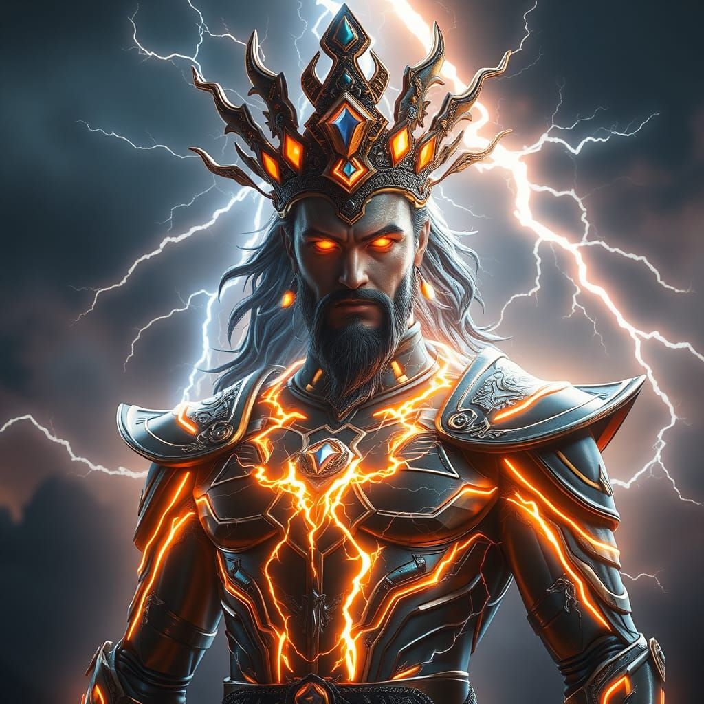 Iranian Thunder God Tishtrya in Cyberpunk Style