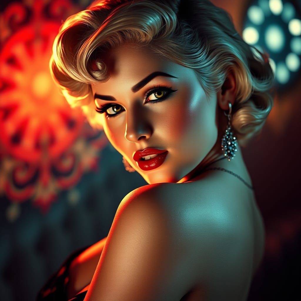 Sensual Pin-Up Goddess Radiates Confidence and Charm
