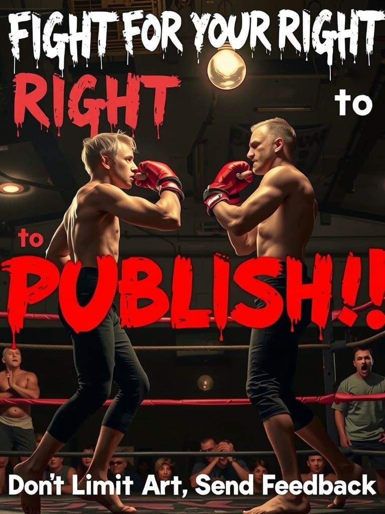 Street Art Fight Scene with Graffiti Text and Athletic Men