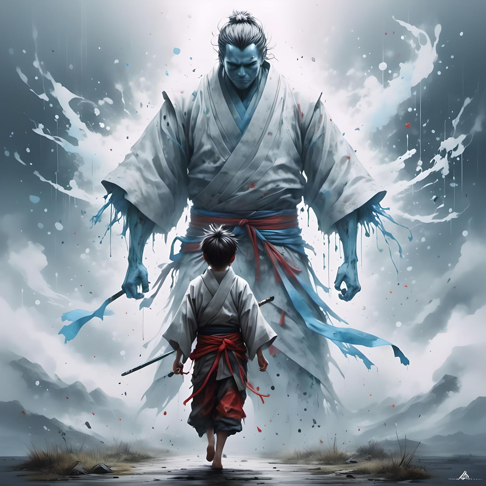 Boy and Samurai Spirit in Legendary Style