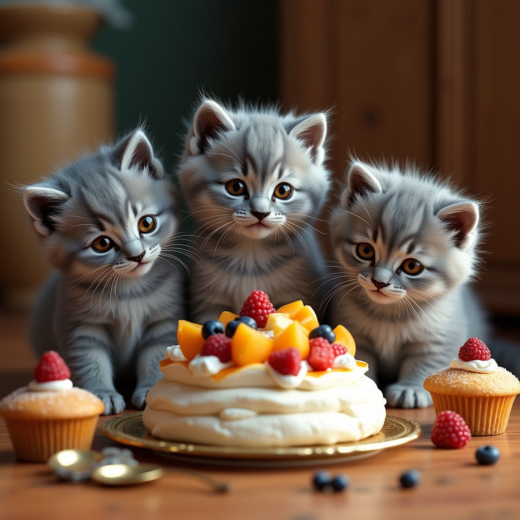 British Shorthair Kittens Discover Sweet Treats: Art Nouveau...