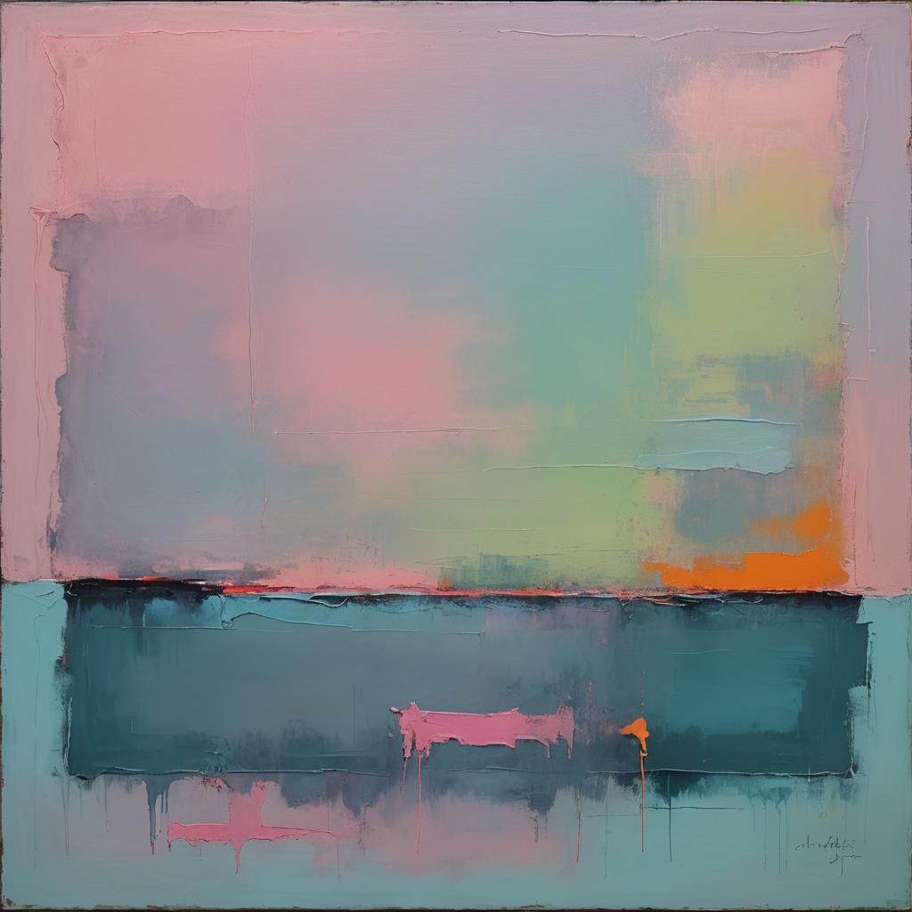 Abstract Dog in Rothko-Inspired Gradient Acrylic Painting