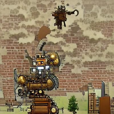 Giant Robot Destroys Steampunk City