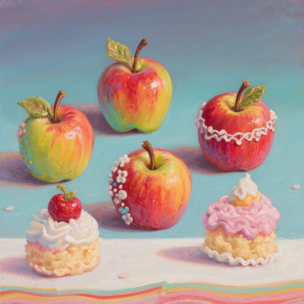 Edible Miniature Apples in a Hyperrealistic Still Life
